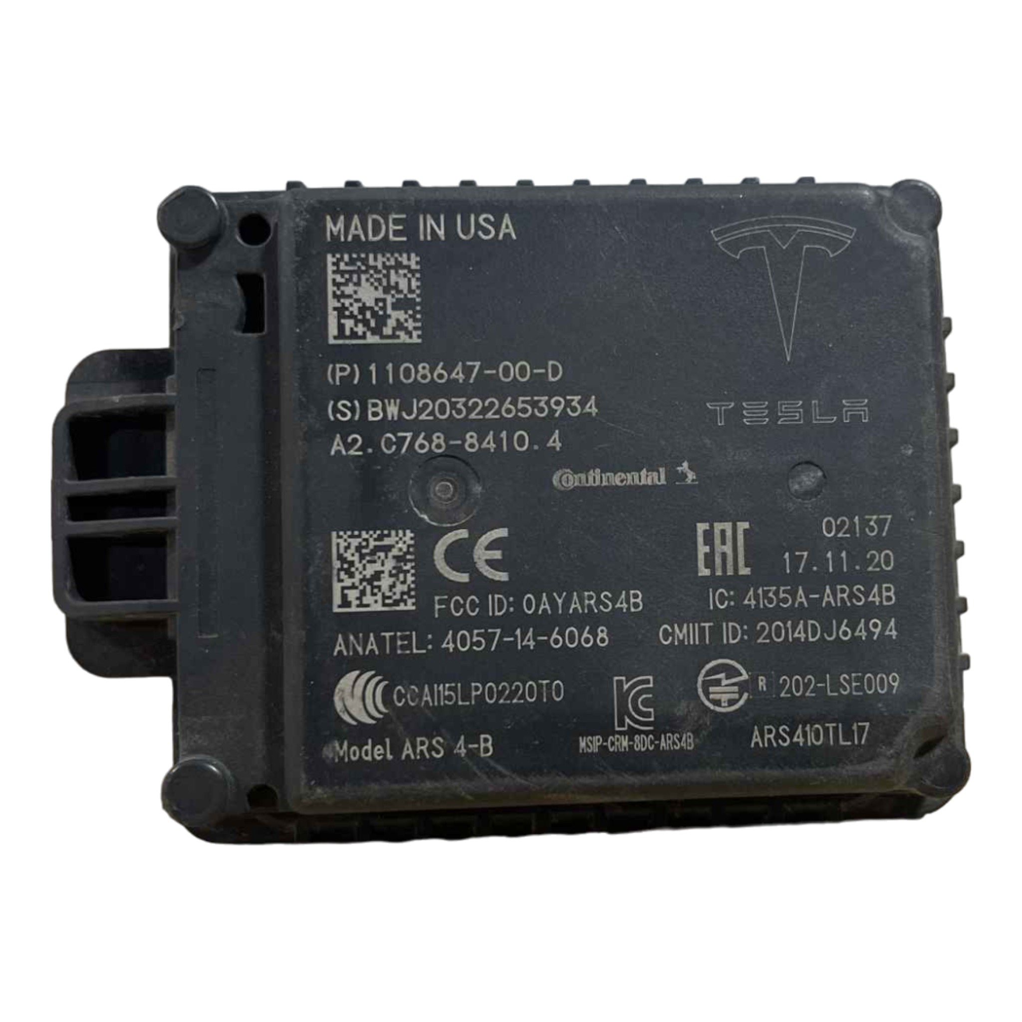 TESLA MODEL Y/3 ACC PEDESTRIAN COLLISION PREVENTION MODULE 2018-2023 - NEW ORIGINAL - Pièce NUMÉRO : 1108647-00-D, 1108647-00-H TESLA MODEL Y/3 ACC PEDESTRIAN COLLISION PREVENTION MODULE 2018-2023 - NEW ORIGINAL - Pièce NUMÉRO : 1108647-00-D, 1108647-00-H