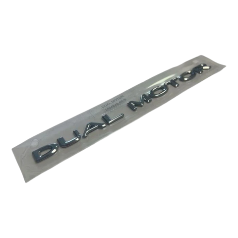 TESLA MODEL S/3/X/Y TAILGATE/TRUNK BADGE CHROME WITH ''DUAL MOTOR'' 2016-2023 - AFTERMARKET - OEM PART NUMBER : 1484848-00-B TESLA MODEL S/3/X/Y TAILGATE/TRUNK BADGE CHROME WITH ''DUAL MOTOR'' 2016-2023 - AFTERMARKET - OEM PART NUMBER : 1484848-00-B