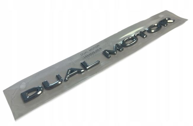 TESLA MODEL S/3/X/Y TAILGATE/TRUNK BADGE CHROME WITH ''DUAL MOTOR'' 20 ...