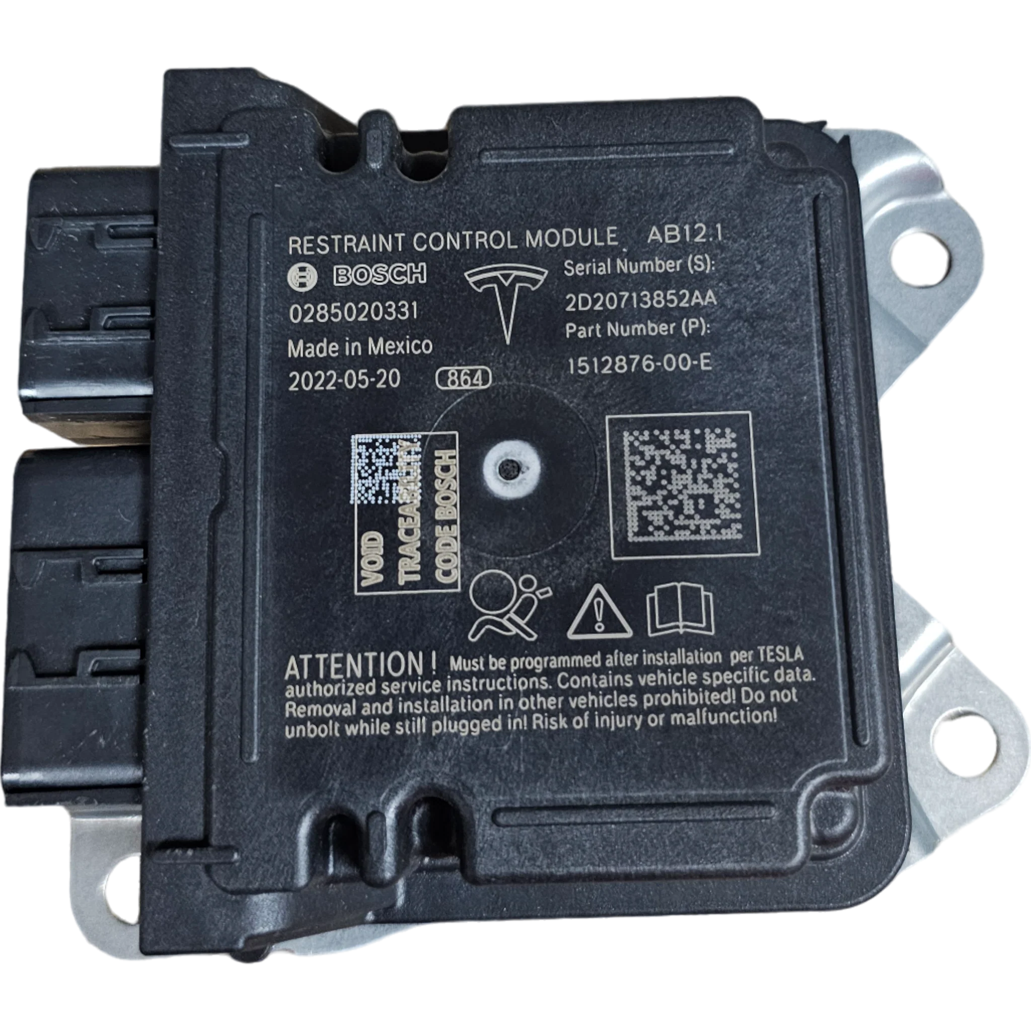 TESLA MODEL 3 RESTRAINT CONTROL MODULE- UNIVERSAL 1512876-00-E