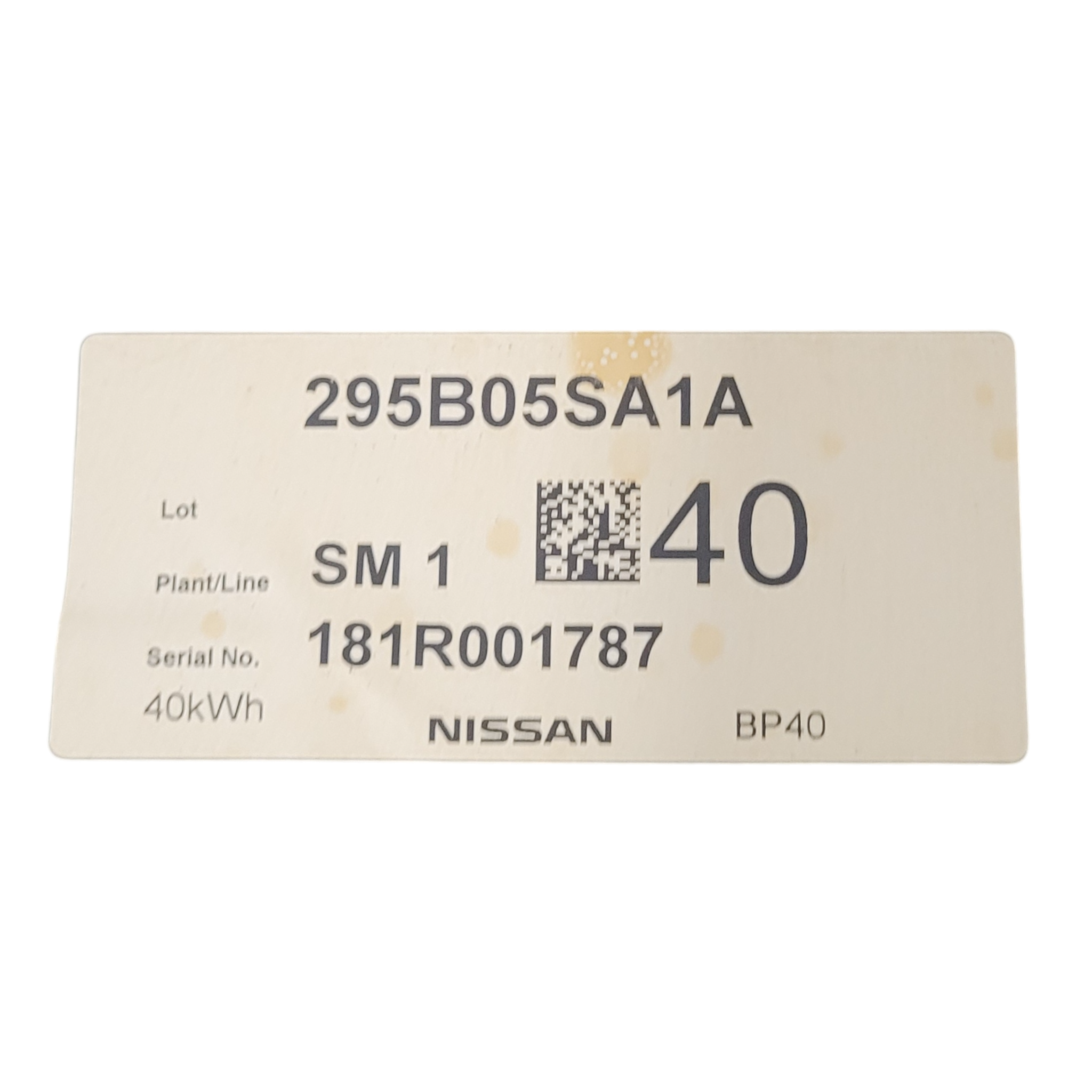 295B0-5SA1A Nissan Leaf Batterie Gen 2 2018 40kWh