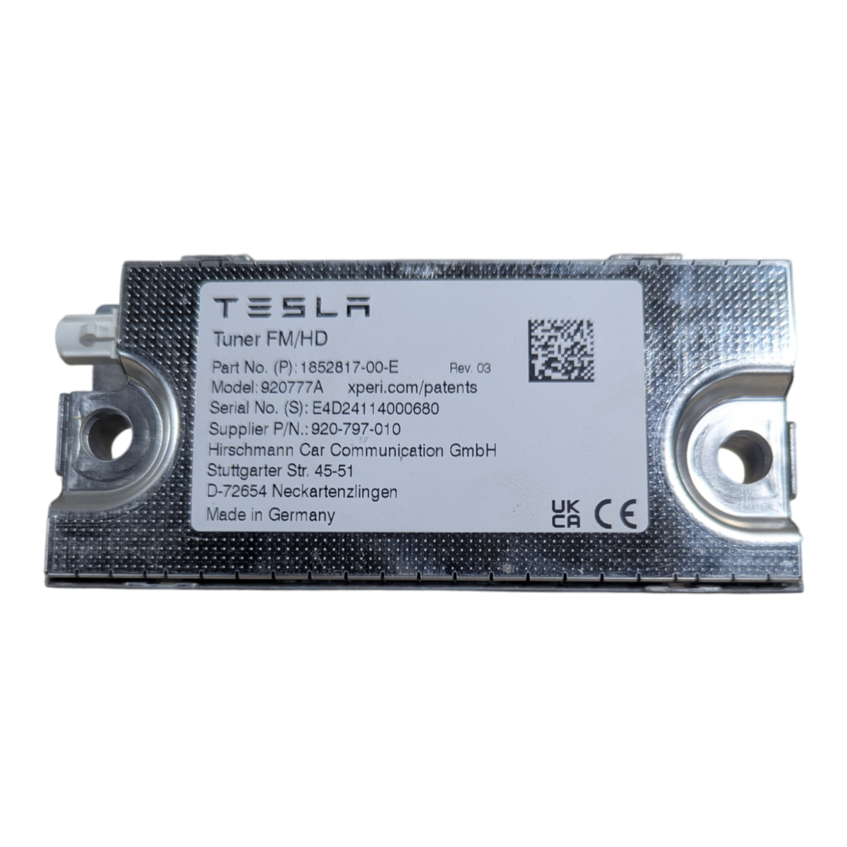 Tuner FM/HD pour Tesla Model 3 1852817-00-E