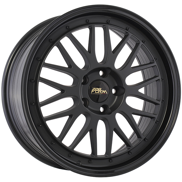 720 Form FF14 18x8.0 5x114.3 ET35 — Satin Black - Gloss Black Lip