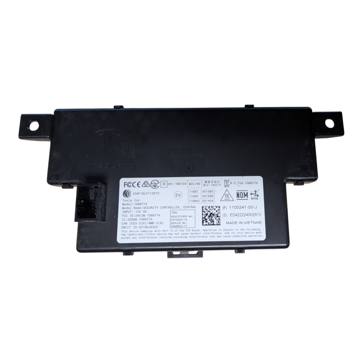 TESLA MODEL 3 SECURITY CONTROLLER - CENTRAL TOP LEVEL ASSEMBLY 1100241-00-J